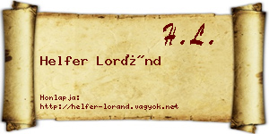 Helfer Loránd névjegykártya
